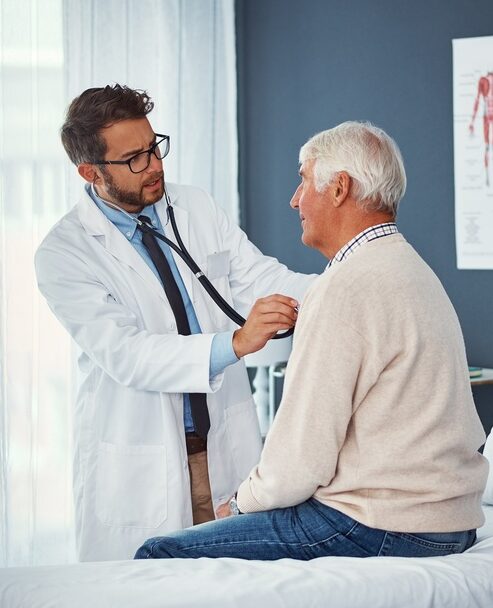 Nurse and doctor with senior patient, empathy and trust for surgery, psychology and healthcare consulting. Closeup psychologist, caregiver and volunteer support, help and hope of mental health<br />